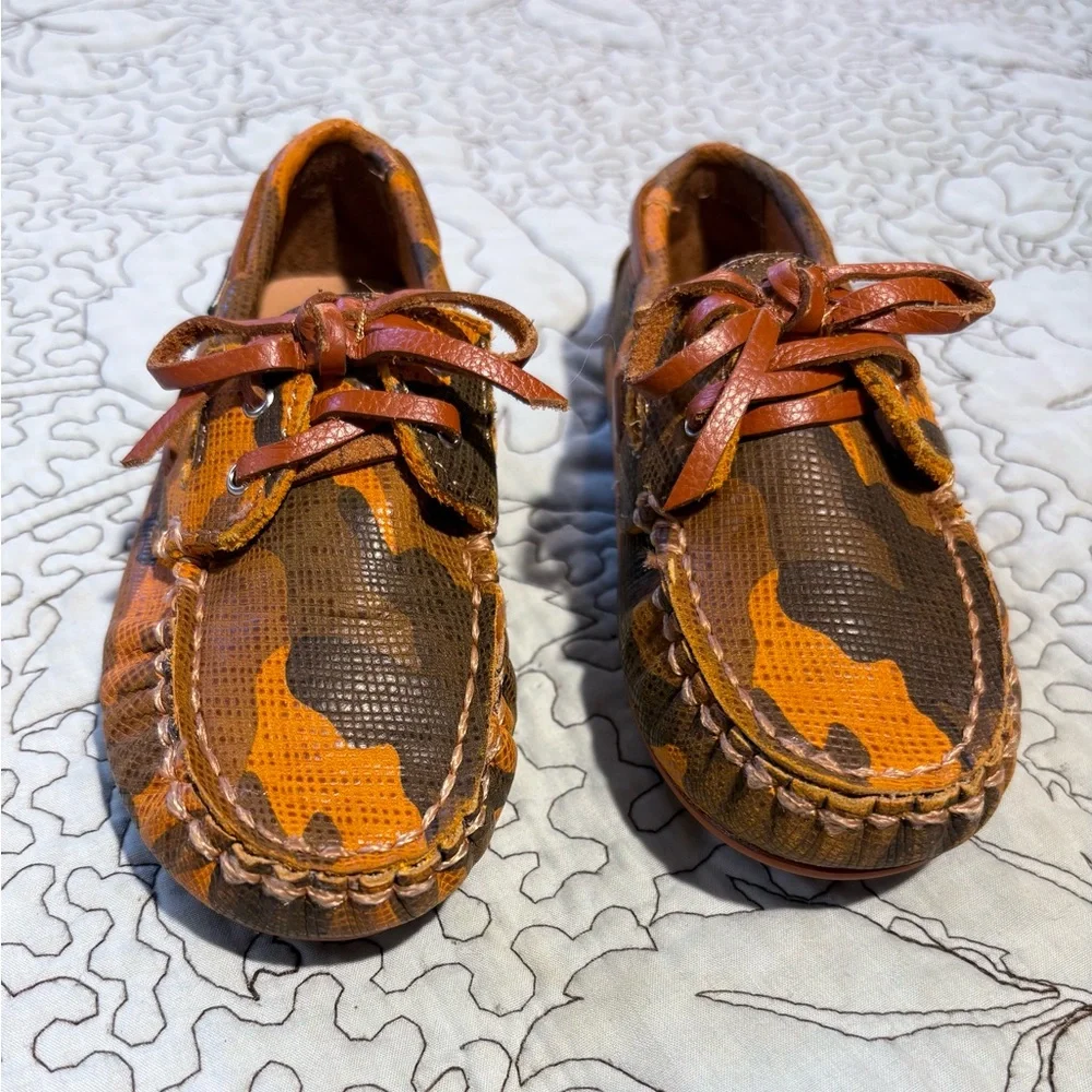 Venettini 55 Scott Boys Camo Leather Moccasin Loafers Euro 24- US 7.5/8 💛